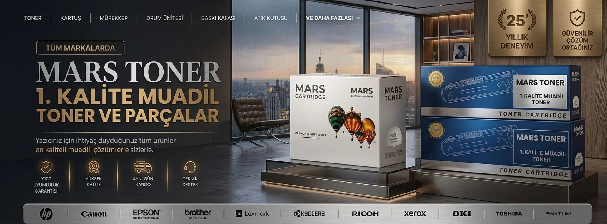 Mars Toner 1. kalite muadil toner ve parçalar, tüm markalarda