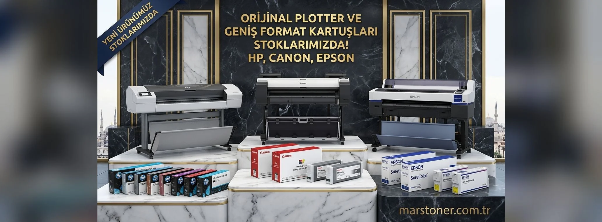 Orijinal plotter ve geniş format kartuşları HP, Canon, Epson stoklarımızda